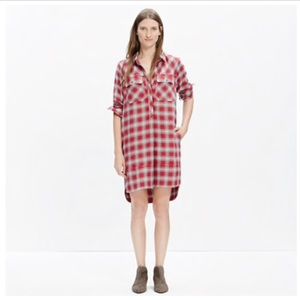 MADEWELL Red Daywalk Fairfax plaid shirt dress, XS